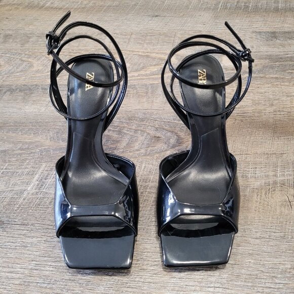 ZARA | Square Open Toe Strappy High Heel Sandals | Sz. 36 - Picture 3 of 8